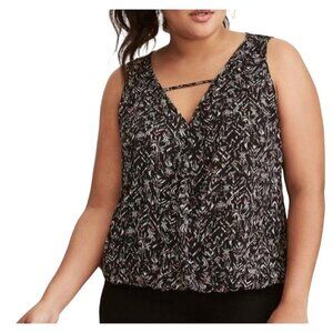 Torrid Top Women 1X Black Pullover Tank Aztec Western Boho Retro Summer Flowy